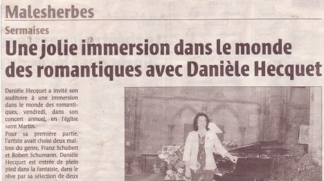 extrait, presse, La Rpublique du Centre, juin 2005, le monde romantique de Danire Hecquet