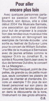 Le Courrier du Loiret, juin 2004, avec Danile Hecquet