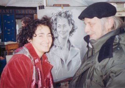 Illustration de mon travail, Place du Tertre. Photo que mon client a eut lla gentillesse de m'offrir, 2004,